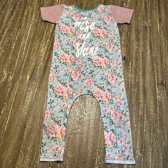 Girl's Rags to Raches Rise and Shine Floral Print One-Piece Romper, 5/6